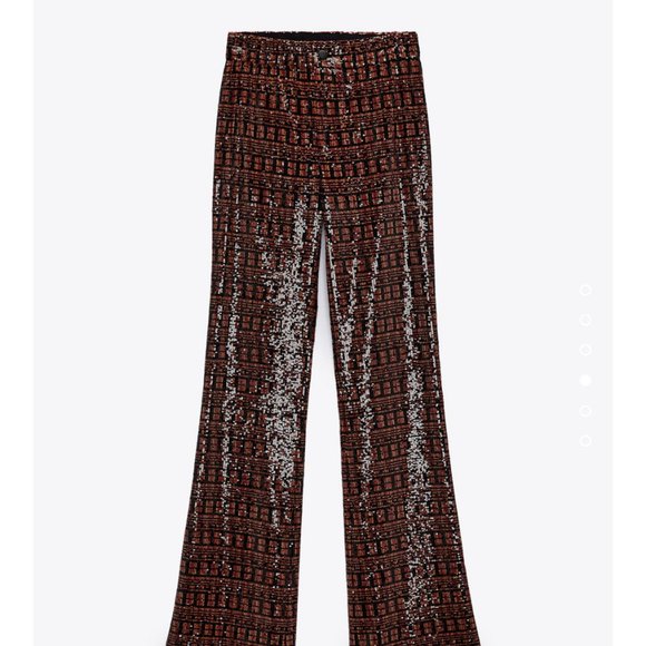ZARA SEQUIN TOP & PANT SET - Size XS & S . Color - Red, Orange, Brown - Picture 10 of 16